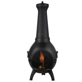VEVOR Chiminea, 18 Inch Outdoor Wood Burning Firepit, Spherical Fireplace for BBQ & Warming, Outside Wooden Fire Pit with Grill Mesh