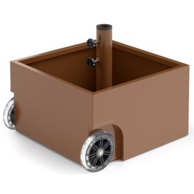 150LBS Fillable Umbrella Base with Wheels 2 Adapters for 7.5-11ft Patio Umbrellas Coffee