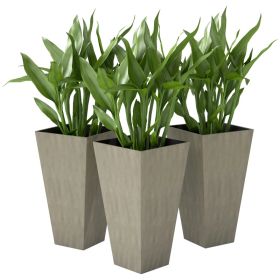 Tall Planters For Outdoor Plants Set Of 3, 28 In Taper Planters With Drainage Holes, Indoor Plant Pots, Front Porch Decor, Grey (Option: Grey)