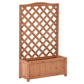 28" x 11" x 46" Raised Garden Bed, Wooden Planter Box w/ Trellis, Brown (Option: Brown-1250x740x80 mm)
