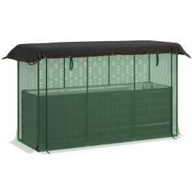 Galvanized Steel Planter Box with Crop Cage and Shade Cloth, Raised Garden Bed for Flowers, Veggies and Herbs, Dark Gray (Option: Dark Gray-695x355x185 mm)
