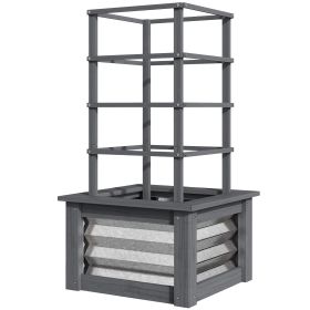 Wooden Raised Garden Bed with Trellis, Galvanized Planter Box Elevated Garden Bed for Garden, Patio, Gray (Option: Gray-550x330x135 mm)