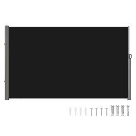 VEVOR Retractable Side Awning, 71''x 118'' Aluminum Outdoor Privacy Screen, 280g Polyester Water-proof Retractable Patio Screen (Color: Black, size: 71 x 118 inch)